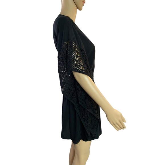 Victoria's Secret Boho Top Black Crochet Trim Plunging Neck Backless Size Large - Picture 7 of 11
